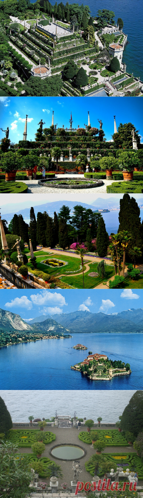 Взгляни на мир: Сады острова Белла. Остров Белла (итал. Isola Bella – «красивый остров») — небольшой остров (320 x 400 м.) на легендарном озере Маджоре — одно из самых популярных мест для совершающих путешествие по Италии. Почти вся его территория занята дворцом и расположенным вокруг парком, принадлежавшим влиятельному семейству Борромео.