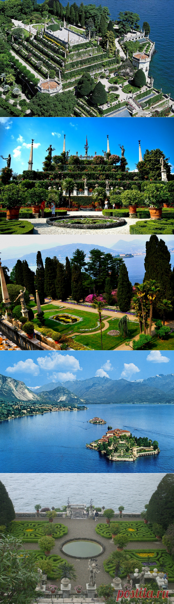 Взгляни на мир: Сады острова Белла. Остров Белла (итал. Isola Bella – «красивый остров») — небольшой остров (320 x 400 м.) на легендарном озере Маджоре — одно из самых популярных мест для совершающих путешествие по Италии. Почти вся его территория занята дворцом и расположенным вокруг парком, принадлежавшим влиятельному семейству Борромео.