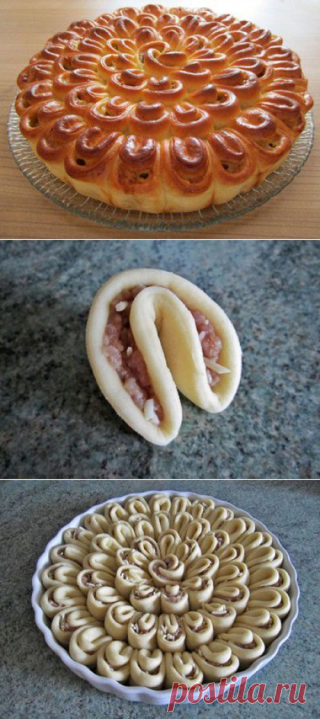 Мясной пирог «Хризантемка»