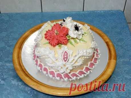 УКРАШЕНИЕ ТОРТОВ КРЕМОМ - Торт "Франческа",  Cake decoration