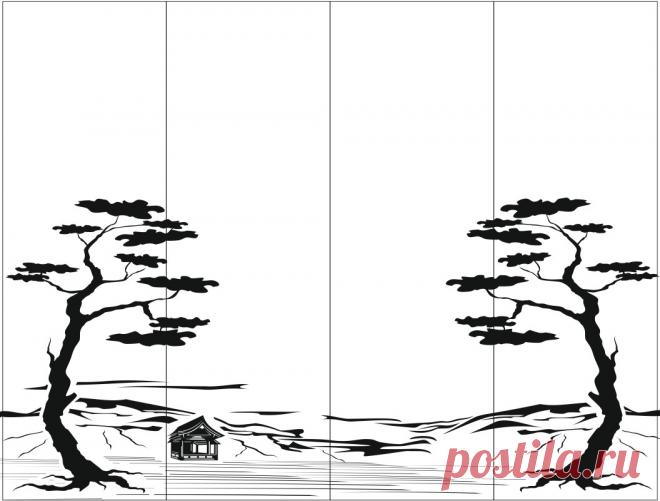 Пескоструйный рисунок Пейзаж 285 | Хороший дизайн: Скинали Фрески Фотообои Пескоструйные рисунки