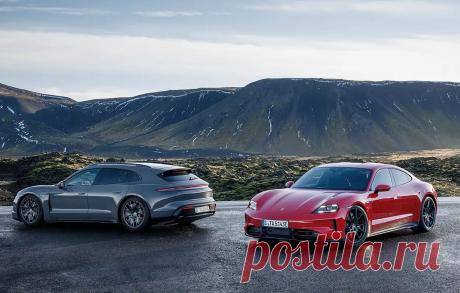 Porsche Taycan 2025 года доступные как спортивный седан и Sport Turismo