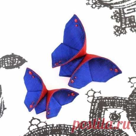 Бабочки из ткани в технике оригами