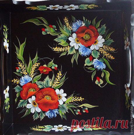 Купить Поднос деревянный с росписью " Ах лето!!!" - поднос, подарок, оригинальный подарок