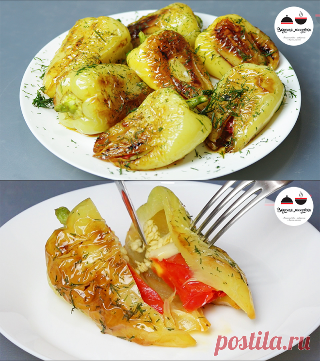 Жареный перец с чесноком и помидорами