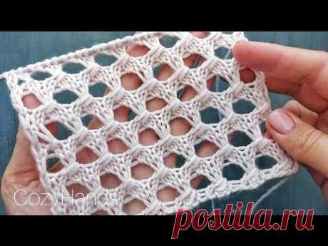 Оригинальная крупная сетка спицами 🔥💕 Такой узор вы ещё не видели
