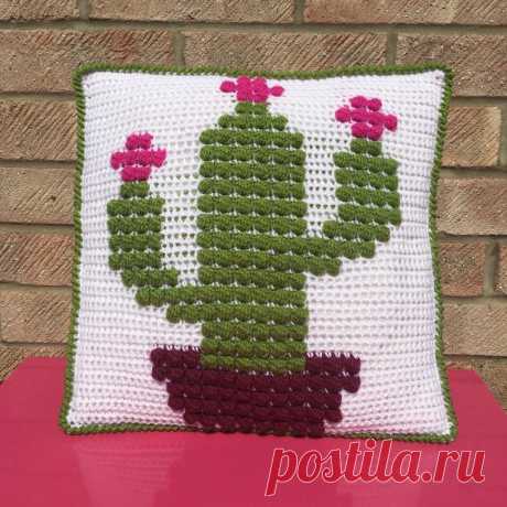 Cactus Cushion by Melu Crochet pattern Modern Bobble Stitch | Etsy