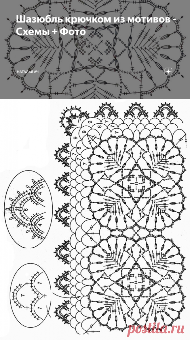 Шазюбль крючком из мотивов - Схемы + Фото | Наталья Ач | Дзен