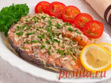 Семга, запеченная с фенхелем и лимоном