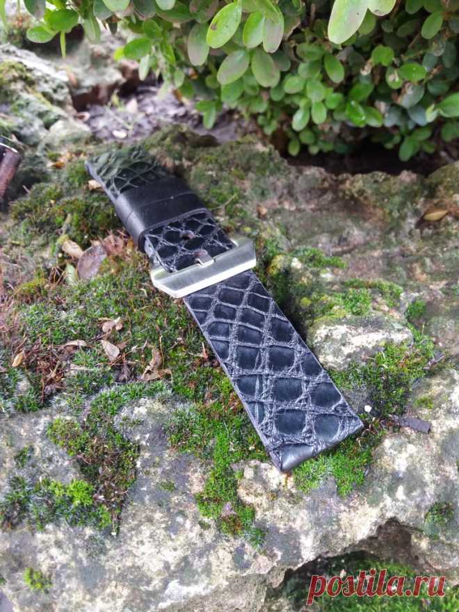 24mm Croco Black leather watch strap vintage style – GORIANI