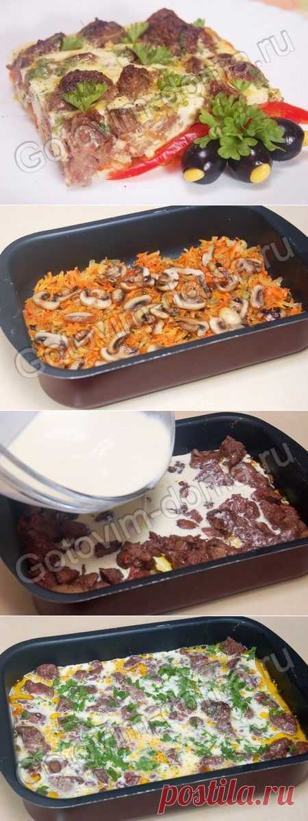 Рецепт: Куриная печенка в омлете