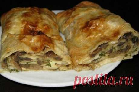 ​Грибной рулет из лаваша