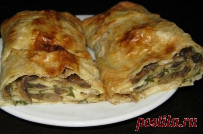 ​Грибной рулет из лаваша