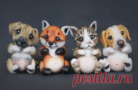 Фигурки животных. полимерная глина.