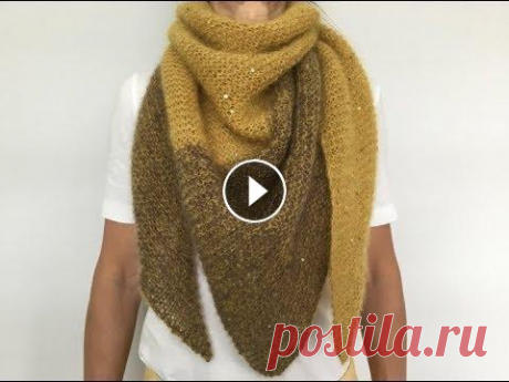 Двухцветный шейный платок Бактус. Работа над ошибками.Two-tone simple shawl. Двухцветный шейный платок Бактус. Работа над ошибками.Two-tone simple shawl....
