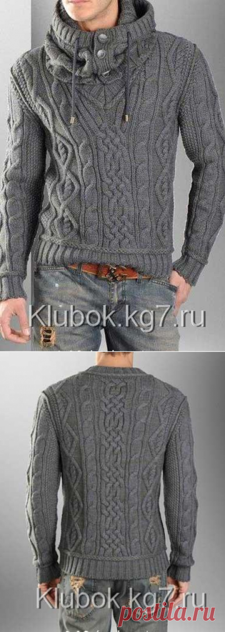 Мужской пуловер спицами | Клубок