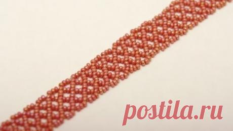 Бисероплетение. Урок 3. Плетение сетки в полтора ромба.