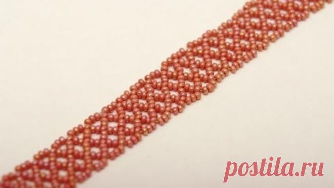 Бисероплетение. Урок 3. Плетение сетки в полтора ромба.