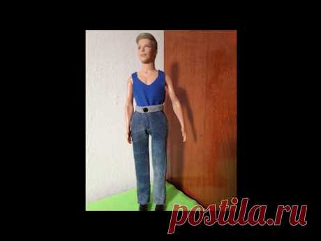 Урок тестирования выкройки по пошиву брюк кукле-мальчику. Пошив джинс Кену.