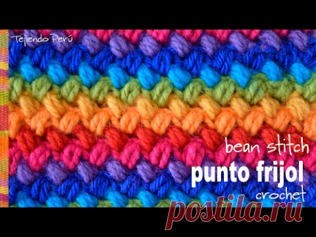 Punto frijol tejido a crochet: bello y reversible! / Crochet bean stitch! -Tejiendo Perú