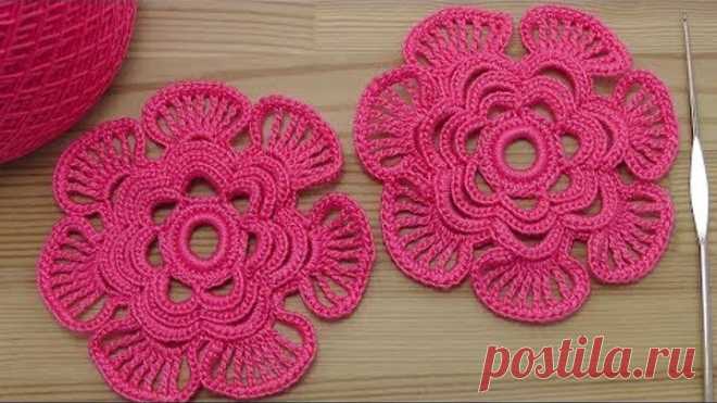 Как связать ЦВЕТОК крючком - вязание крючком -  Crochet 3D Flower Pattern