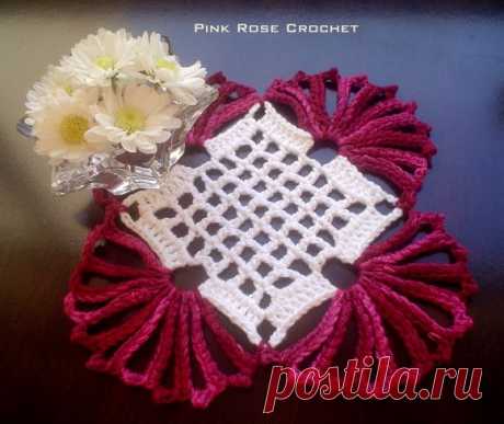 Мотив крючком-poste Pink Rose crochet....