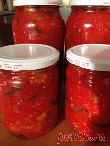 Баклажаны в остром томатном соусе .  Очень вкусные...