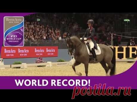 Опубликовано: 18 дек. 2014 г. 
Charlotte Dujardin (GBR) and Valegro beat their own World Record in the Grand Prix Freestyle last night during a thrilling Reem Acra FEI World Cup™ competition at The London International Horse Show.  |  Charlotte Dujardin's World Record Breaking Freestyle test at London Olympia