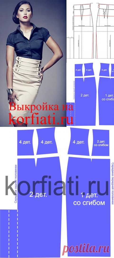 Выкройка юбки с поясом корсетом - ШКОЛА ШИТЬЯ А. Корфиати