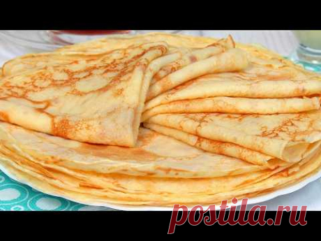 Самые ВКУСНЫЕ тонкие БЛИНЫ! 4 рецепта блинов за 13 минут! Блины на молоке и воде на Масленицу!