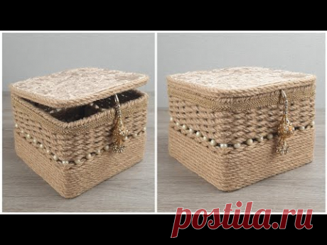 Роскошная Корзина с крышкой из джута своими руками