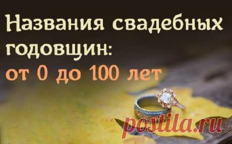 Названия свадебных годовщин: от 0 до 100 лет! День бракосочетания для многих самый радостный день в жизни. Или один из таковых, ведь рождение совм