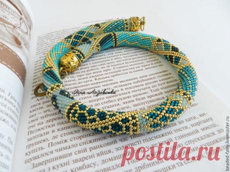 Купить Жгут "Бирюзовый восток" - жгут из бисера, бирюзовый, украшение из бисера, подарок девушке, украшение