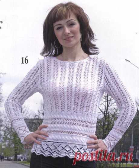 Ажурный пуловер с каймой.