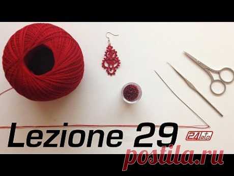 Chiacchierino Ad Ago - 29˚ Lezione Orecchino Con Perline Bijoux Tutorial Needle Tatting Knot Count - YouTube