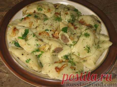 Рецепт: Картофельные вареники с куриной печенью на RussianFood.com