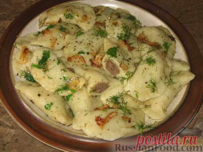 Рецепт: Картофельные вареники с куриной печенью на RussianFood.com