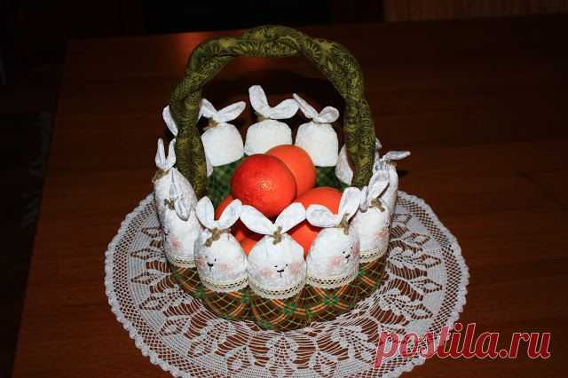 Пасхальная корзинка с зайцами - Ярмарка Мастеров - ручная работа, handmade