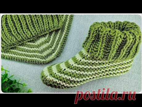 СУПЕР ПРОСТО, НО ТАК КРАСИВО!!!💝Вязаные следки на двух спицах