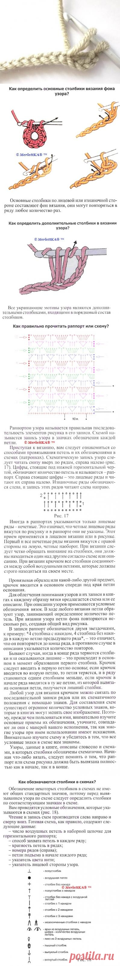 Вязание крючком - для новичков - столбики и схемы