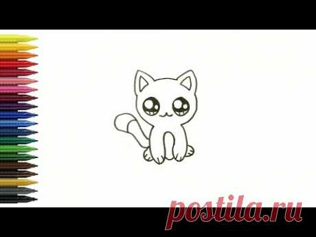Как нарисовать котенка - Рисование, раскраска