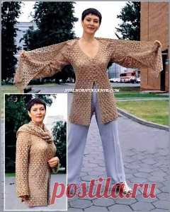 Кардиган и шарф, связанные крючком / Стильное вязание