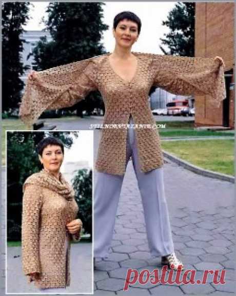 Кардиган и шарф, связанные крючком / Стильное вязание
