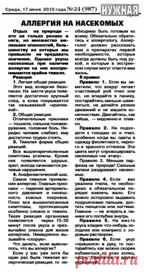 Аллергия на насекомых
