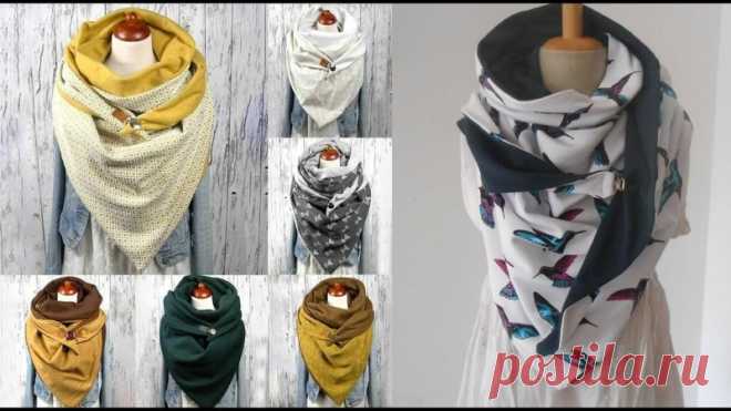 Как сшить ШАРФ-СНУД платок БЕЗ ОВЕРЛОКА, из трикотажа, как носить такой платок