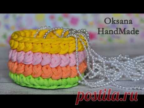 Корзинка из трикотажной пряжи крючком. Мастер класс.