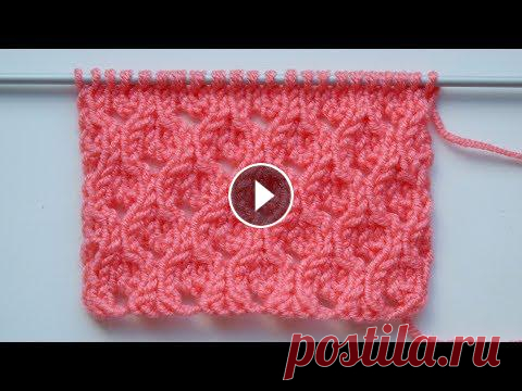 Ажурные узоры спицами. Простой ажур. Простой ажур - узор простой и не сложный в вязании. Можно использовать для различных вещей, красивыми будут летние детские пледы, связанные простым аж...