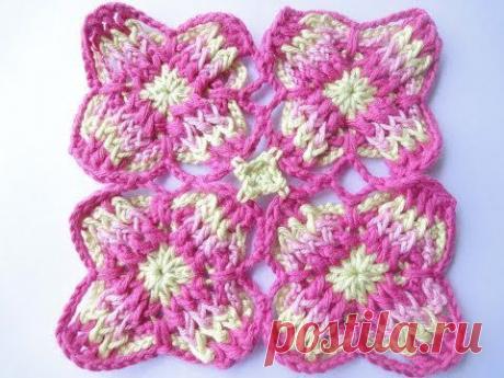 Соединение квадратных мотивов Compound motives Crochet - YouTube