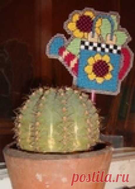 Bordado sobre tela "del lago por un cactus."