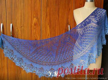 Шаль спицами "Танцующие бабочки", схема в PDF с описанием